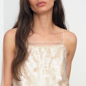 Reiss cream sequin camisole top.
